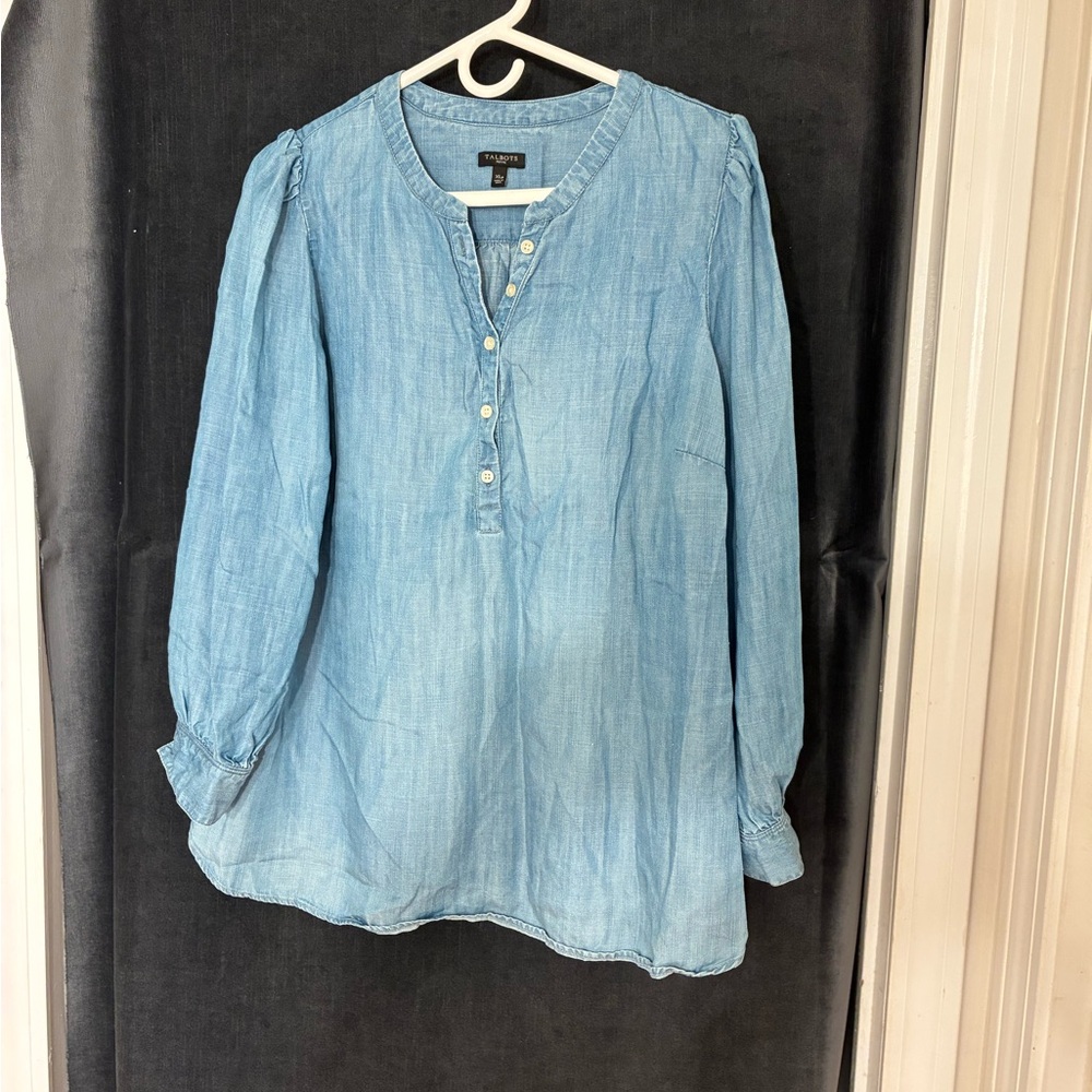 Talbots Light Blue Blouse with Button Detail
